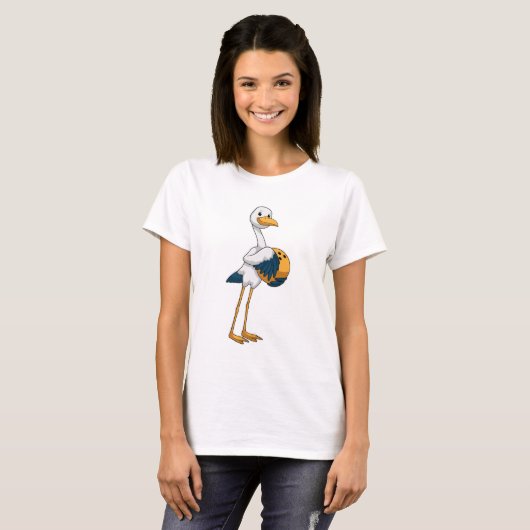 Stork bij Bowling met Bowling ball T-shirt (Voorkant volledig)
