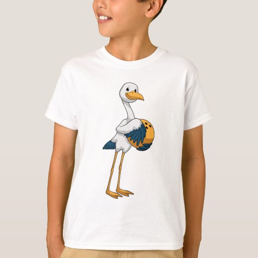 Stork bij Bowling met Bowling ball T-shirt (Voorkant)
