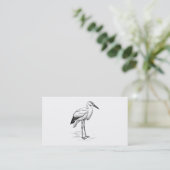 Stork Bird Black en White Cartoon Visitekaartje (Staand voorkant)