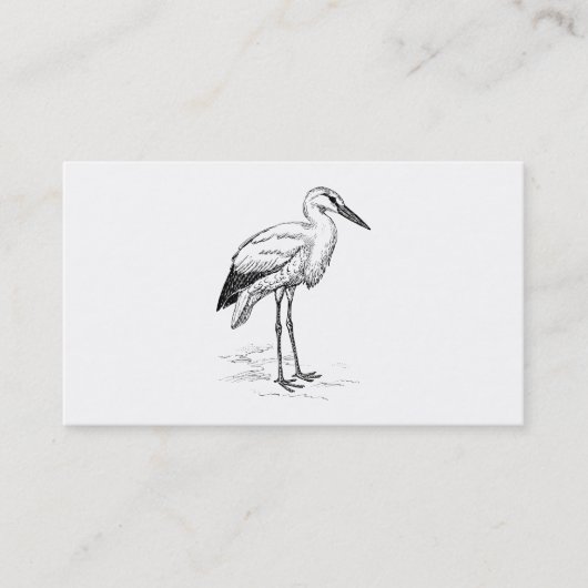 Stork Bird Black en White Cartoon Visitekaartje (Voorkant)