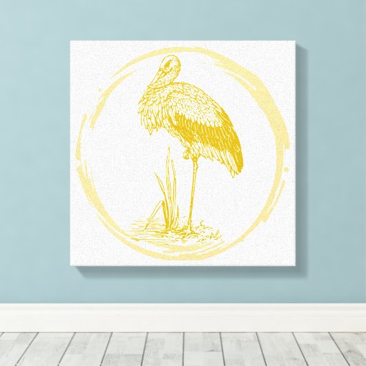 Stork Bird Canvas Afdruk (Insitu (Houten vloer))