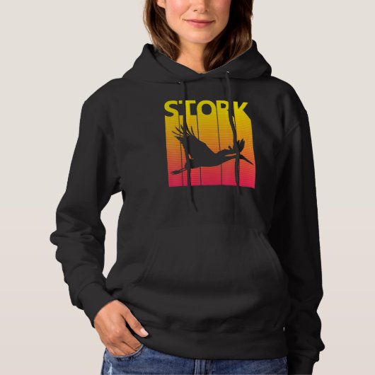 Stork Bird Retro Hoodie (Voorkant)
