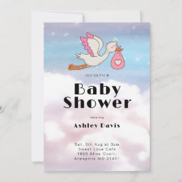 Stork Bird Sky en Cloud Baby shower Kaart