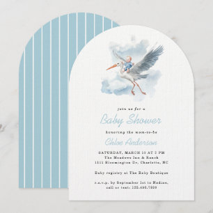Stork Blue Baby Boy Waterverf Baby shower Arch Kaart