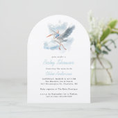 Stork Blue Baby Boy Waterverf Baby shower Arch Kaart (Staand voorkant)