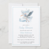 Stork Blue Baby Boy Waterverf Baby shower Kaart (Voorkant)