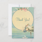 Stork Blue Boy Baby shower Bedankt (Voorkant)