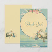  Stork Blue Boy Baby shower Bedankt (Voorkant / Achterkant)