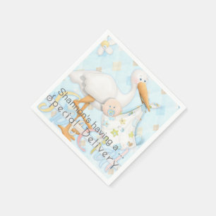 Stork Blue Boy Baby shower Papieren servetten
