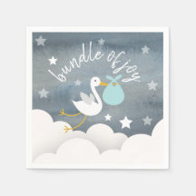 Stork Blue Bundel Sterren Waterverf Baby shower