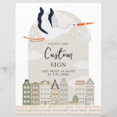 Stork Boho Baby shower Custom Sign (Voorkant)