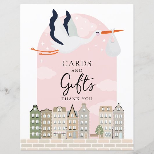 Stork Boho Baby shower Decor Kaarten en Geschenken (Voorkant)