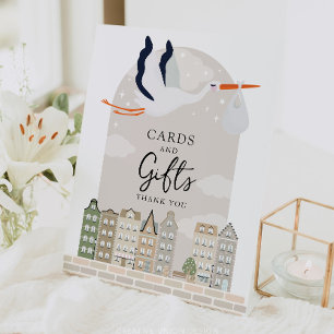 Stork Boho Baby shower Decor Kaarten en Geschenken Reclamebord Met Voetstuk