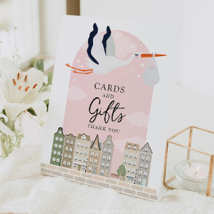 Stork Boho Baby shower Decor Kaarten en Geschenken Reclamebord Met Voetstuk