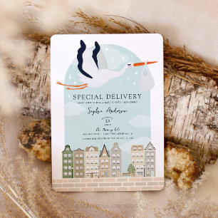 Stork Boho Baby shower Speciale Levering Sprinkle Kaart