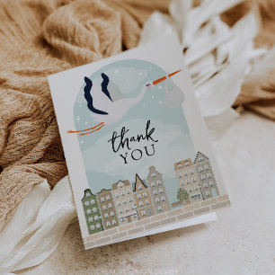 Stork Boho Baby shower Sprinkle Bedankt Card