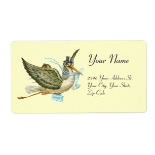 STORK BOY BABY SHOWER, blauw wit Etiket