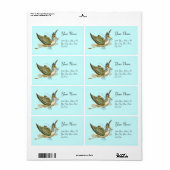 STORK BOY BABY SHOWER, blauw wit Etiket (Full Sheet)