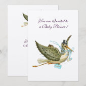 STORK BOY BABY SHOWER Blue White Champagne Kaart (Voorkant / Achterkant)