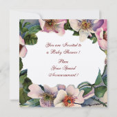 STORK BOY BABY SHOWER, PINK WILD ROZEN MONOGRAM KAART (Achterkant)