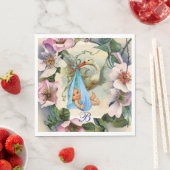 STORK BOY BABY SHOWER, PINK WILD ROZEN MONOGRAM SERVET (Insitu)