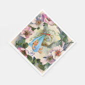 STORK BOY BABY SHOWER, PINK WILD ROZEN MONOGRAM SERVET (Hoek)