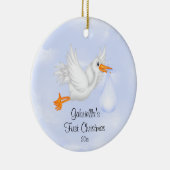 Stork Boy Baby's eerste kerstversiering Keramisch Ornament (Rechts)