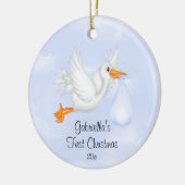 Stork Boy Baby's eerste kerstversiering Keramisch Ornament (Links)