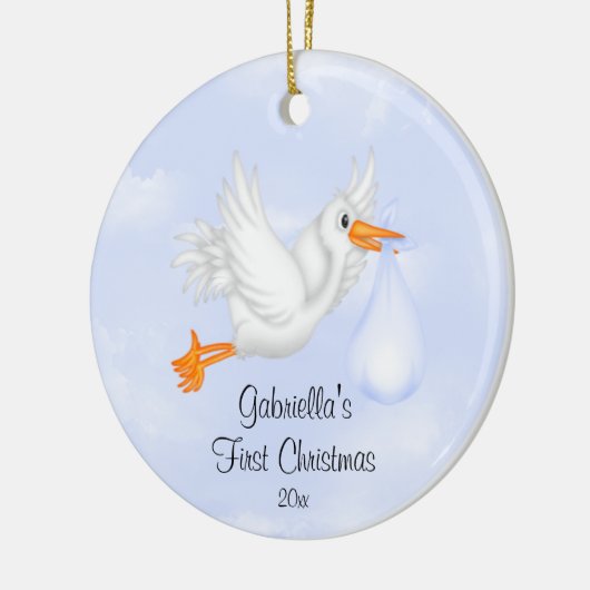 Stork Boy Baby's eerste kerstversiering Keramisch Ornament (Links)