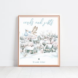 Stork Boy Winter Baby shower Kaarten & Geschenken Poster