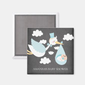 Stork Boys Baby shower Favor Magnet (Voorkant / Achterkant)