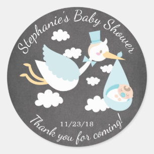 Stork Boys Baby shower Favor Sticker
