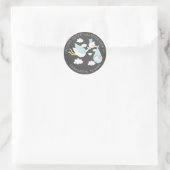 Stork Boys Baby shower Retouradreslabel Ronde Sticker (Tas)
