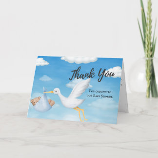 Stork Boys Dank u Baby shower Kaart