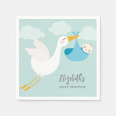 Stork Bundle Boy Baby shower Napkins Servet (Voorkant)