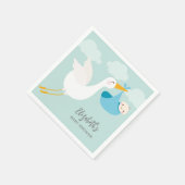 Stork Bundle Boy Baby shower Napkins Servet (Hoek)