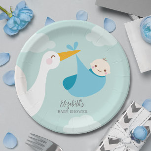 Stork Bundle Boy Baby shower Papieren Bordje