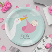 Stork Bundle Girl-Baby shower Papieren Bordje
