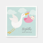 Stork Bundle Girl-Baby shower Servet (Voorkant)