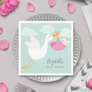 Stork Bundle Girl-Baby shower Servet