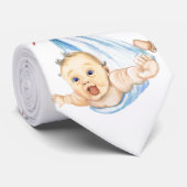 Stork Carrying Baby - Cartoo Funny - Hallo DAD Stropdas (Opgerold)