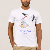 Stork Carrying Baby Funny - Tekst / naam toevoegen T-shirt (Voorkant)