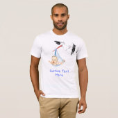Stork Carrying Baby Funny - Tekst / naam toevoegen T-shirt (Voorkant volledig)