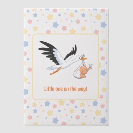 Stork Carrying Baby Selfie Baby shower Insert Vellum Uitnodigingen (Voorkant)