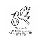 Stork Carrying Earth Return Address Rubberstempel (Afrduk)