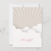 Stork + Clouds Baby shower - Roze Kaart (Achterkant)