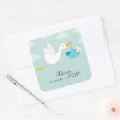 Stork Clouds Blue Boy Bundle Baby shower Vierkante Sticker (Envelop)