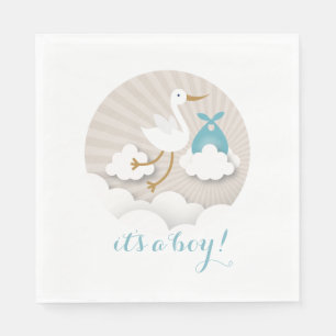 Stork + Clouds Boy Baby shower Napkins Servet