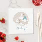 Stork + Clouds Boy Baby shower servetten (Insitu)