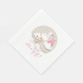 Stork + Clouds Girl Baby shower servetten (Hoek)